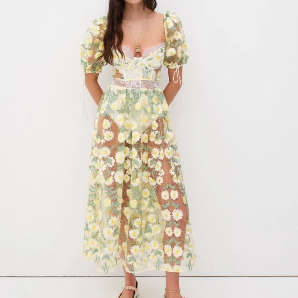 For Love And Lemons Carson Midi Dress Size XS NWT